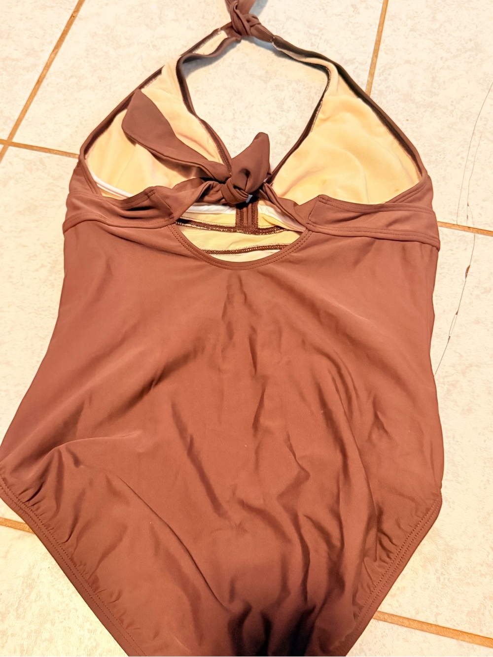 Athleta Brown Halter One-Piece Swimsuit - Picture 3 of 5